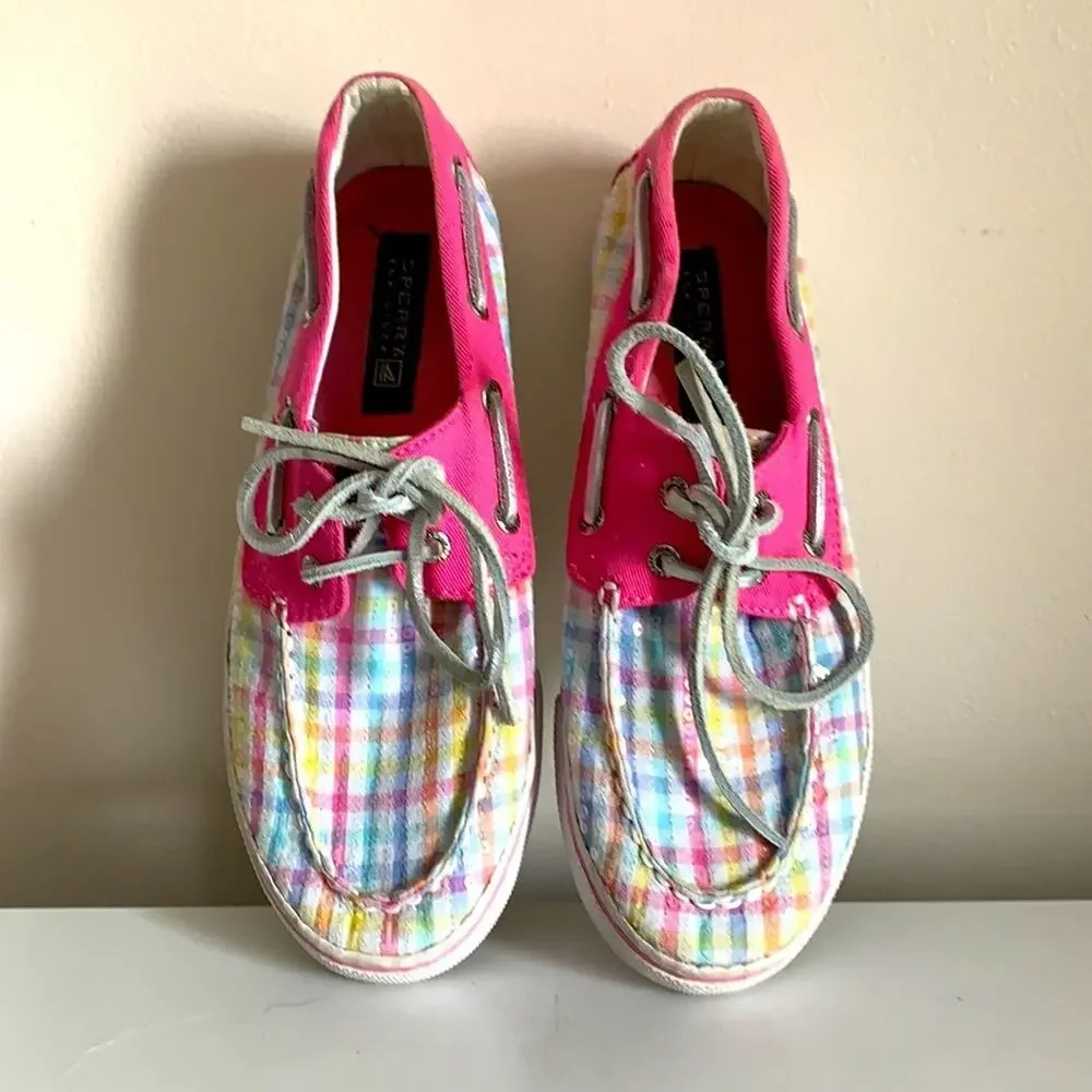 Plaid Sparkle Pink Sperry Boatshoes